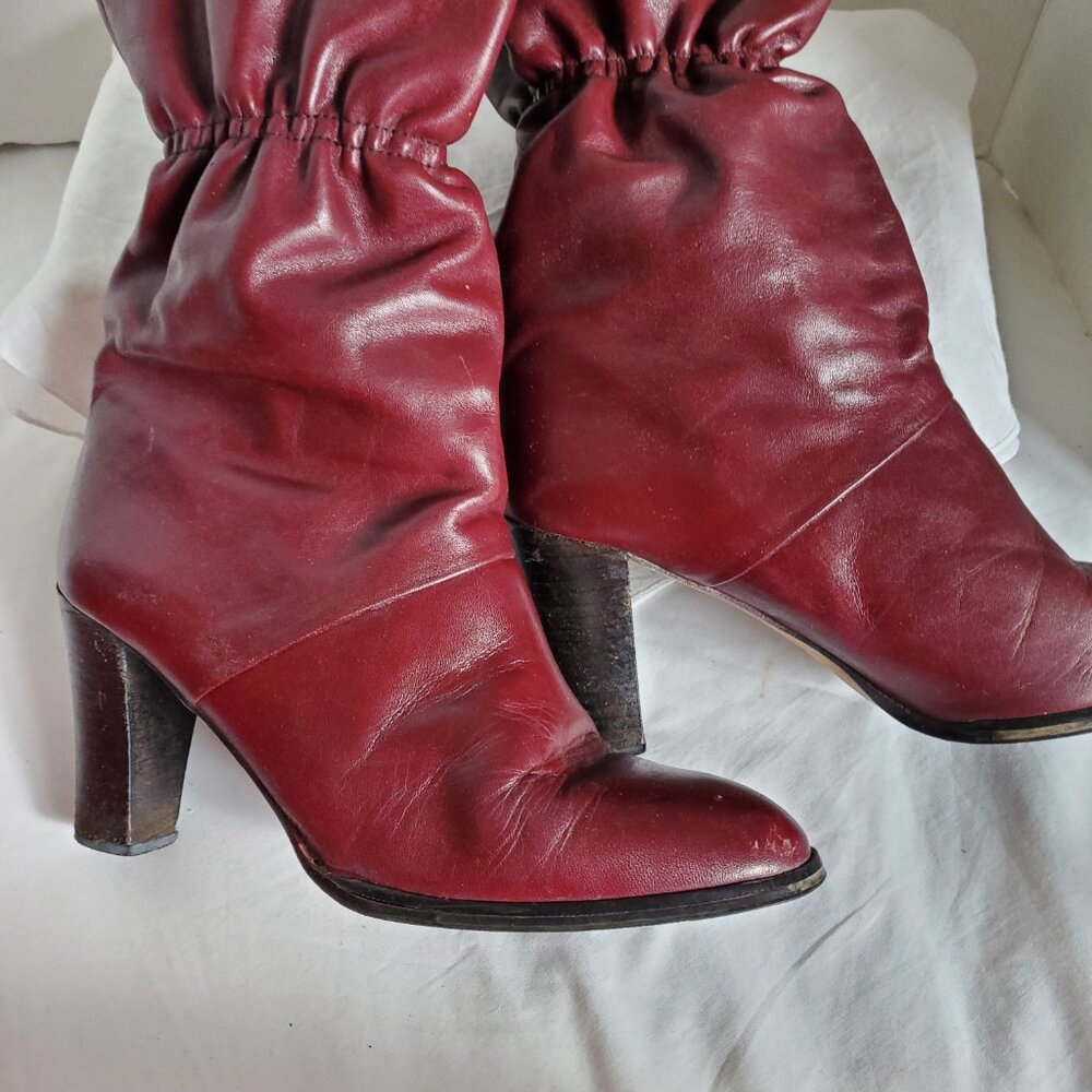Vintage Aginer oxblood boots sz 8.5 - Picture 8 of 10